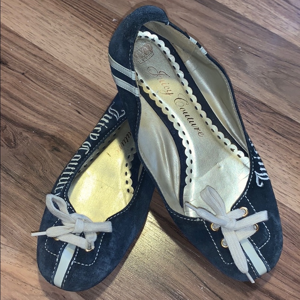 womens navy, blue white juicy Couture slip ons